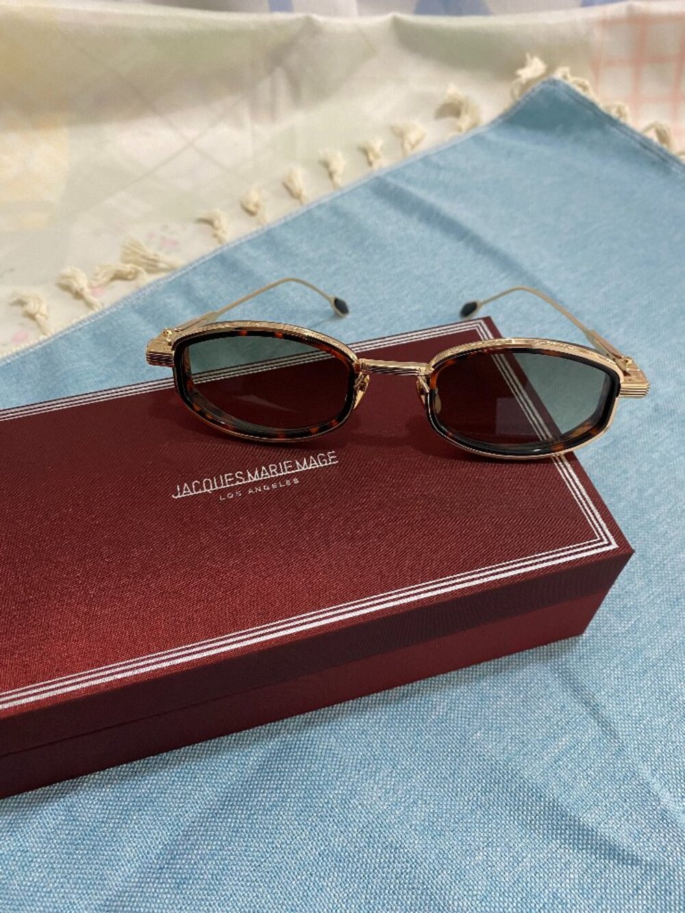 Jacques Marie Mage Vintage-Style Embossed Sunglasses